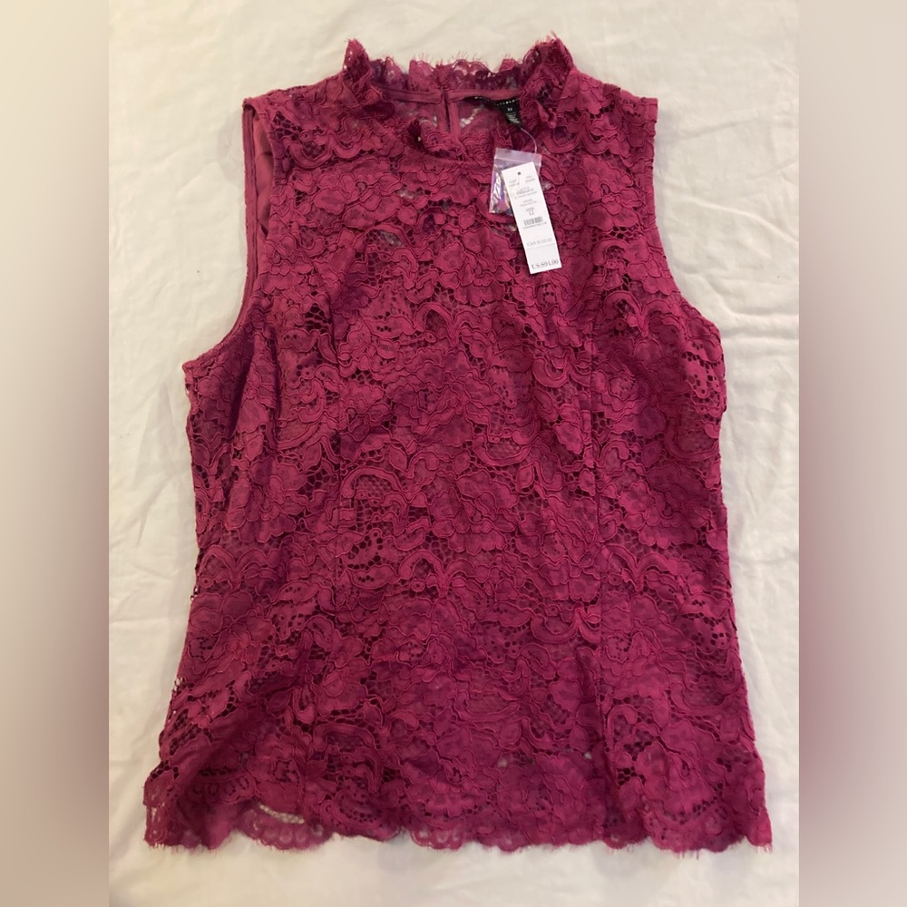 Cranberry Lace White House Black Market Blouse